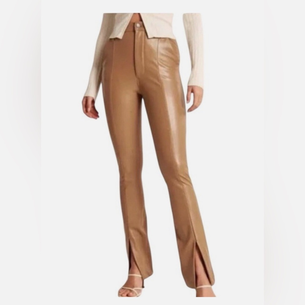 Abercrombie & Fitch The Skinny Ultra High Rise Faux Leather Split Ankle Pants